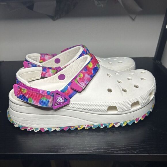 Crocs Classic Hiker White Pink Slip On Solarized Clog Shoes Men’s Size 11 - Picture 1 of 12